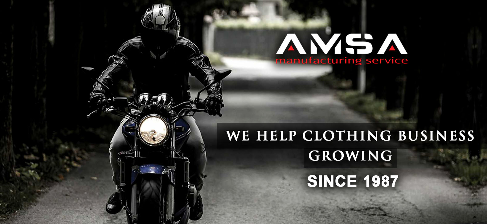 AMSA manufacturing atelier — technical motorcycle apparel production